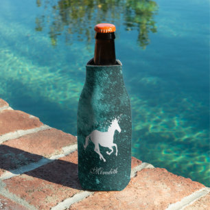 Teal Unicorn Personalized Bottle Cooler