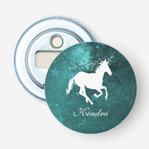 Teal Unicorn Personalized Bottle Opener