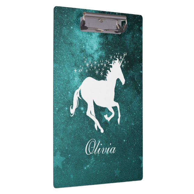 Teal Unicorn Personalized Clipboard (Right)