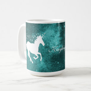 Teal Unicorn Personalized Coffee Mug