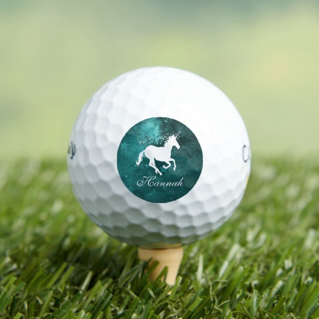 Teal Unicorn Personalized Golf Balls (Insitu Tee)