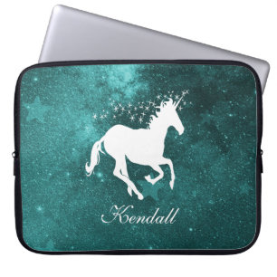 Teal Unicorn Personalized Laptop Sleeve