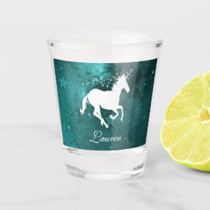 Teal Unicorn Personalized Shot glass