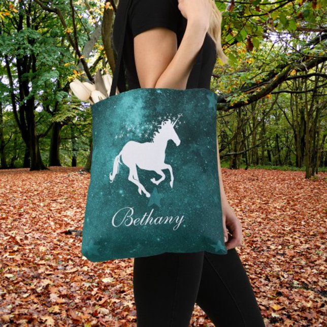 Teal Unicorn Personalized Tote Bag (Teal Unicorn Personalized Tote Bag)