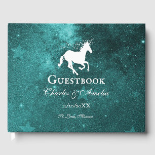 Teal Unicorn Wedding Guestbook