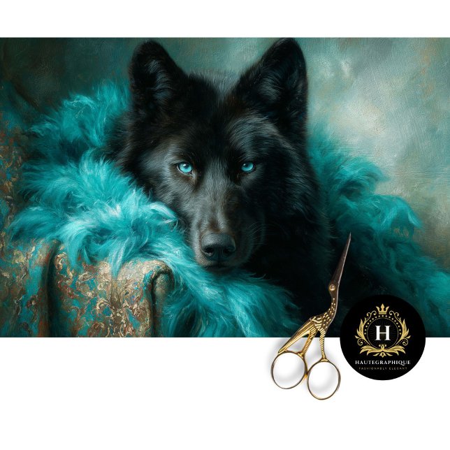 Teal Velvet Black Wolf Portrait Tissue Paper (Creator Uploaded)
