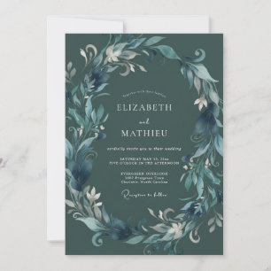 Teal Verdant Laurel Wedding Invitation