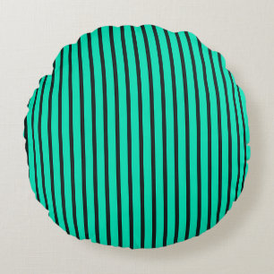 Teal Vertical stripes pattern Round Pillow
