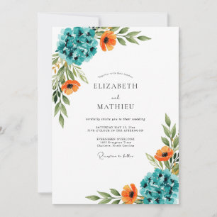 Teal Vibrant Botanical Wedding Invitation