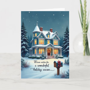 Teal Victorian Christmas Card
