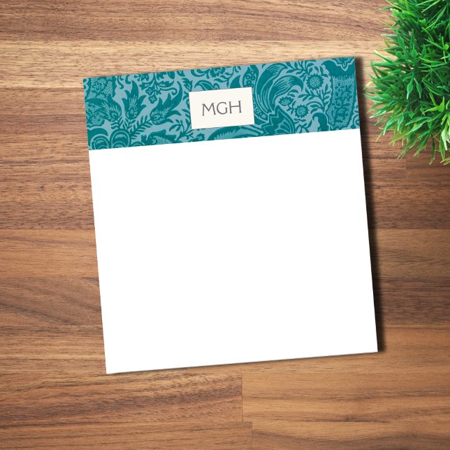 Teal Vintage Botanical Monogram Notepad (Creator Uploaded)