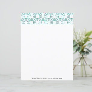 Teal Vintage Circle Pattern Personalize Paper
