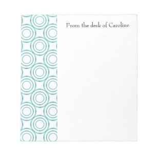 Teal Vintage Circle Pattern Personalized Notepad