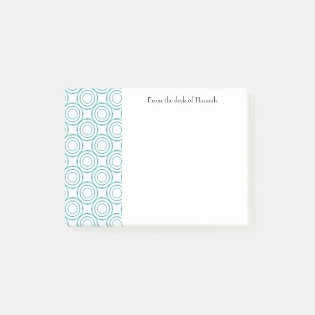 Teal Vintage Circle Pattern Personalized Notes (Front)