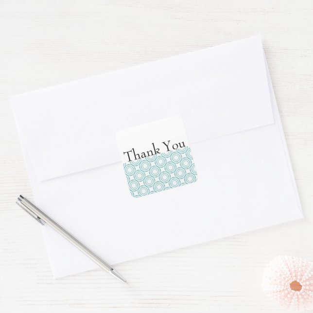 Teal Vintage Circle Pattern Thank You Sticker (Envelope)