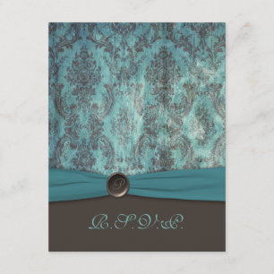 Teal vintage et carte Brown de la damassé RSVP