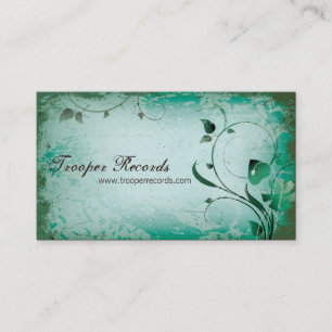 Teal Vintage Farmer's Market Leafy Business Card