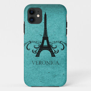 Teal Vintage French Flourish iPhone 11 Case