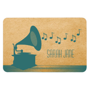 Teal Vintage Gramophone Premium Magnet