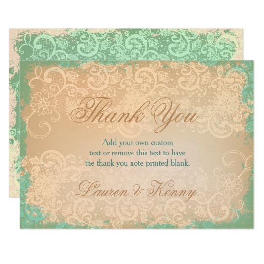 Teal, Vintage Lace Thank You Cards