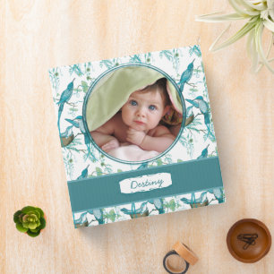 Teal Vintage Moma Papa and Baby Bird -Your Photo Binder