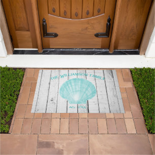 Teal Vintage Scallop Shell Doormat