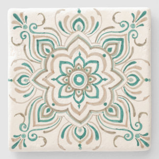 Teal Vintage Spanish tile coaster