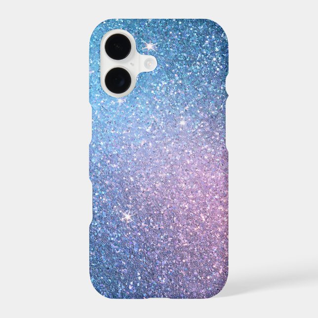 Teal Violet Glitter Ombre Monogram iPhone Case (Back)