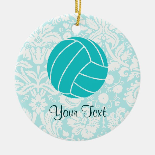 Teal Volleyball Ceramic Ornament (Front)