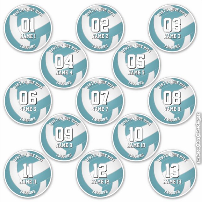 teal volleyball club colors stickers 13 athletes (Front)