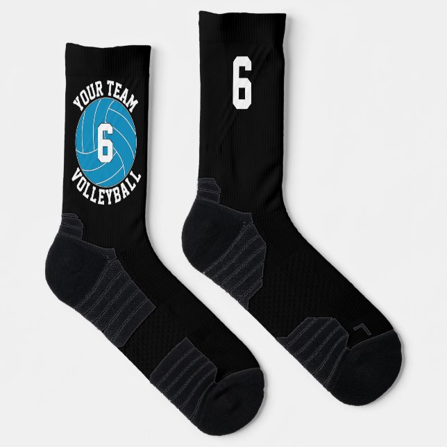 Teal Volleyball Custom Team Name and Player Number Socks (Right)