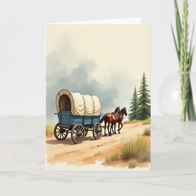 Teal Wagon Fathers Day Card (Front)