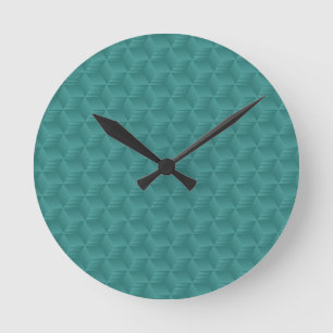 Teal wall clock with a geometric hexagonal pattern