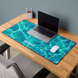 Teal Water, Personalize White Name Desk Mat