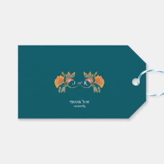 Teal Watercolor Art Nouveau Wedding Gift Tags