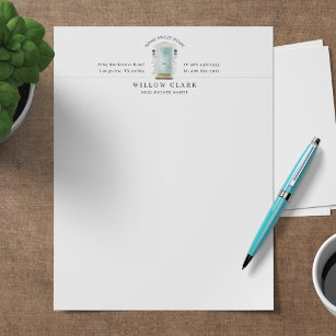 Teal Watercolor Front Door Personalized Company Letterhead
