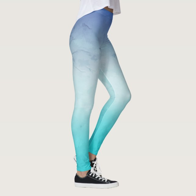 Teal Watercolor Leggings (Right)