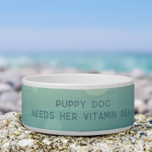 Teal Watercolor Merpup Vitamin Sea Dog Bowl