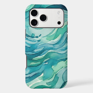 Teal Watercolor Ocean Waves
