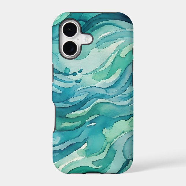 Teal Watercolor Ocean Waves (Back)