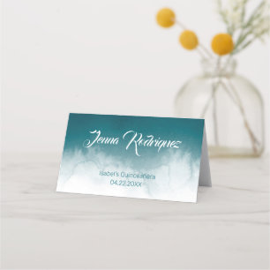 Teal Watercolor Ombre Place Card