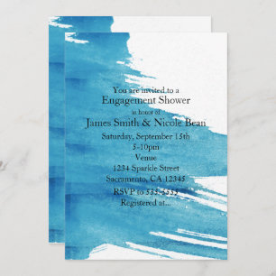 Teal Watercolor Paint Modern Simple Invitations