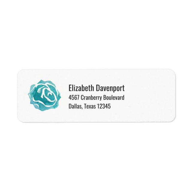 Teal Watercolor Rose (Front)