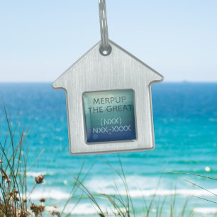 Teal Watercolor Silver Coloured House Dog Tag