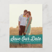 TEAL WATERCOLOR SPLASH | SAVE THE DATE POSTCARD