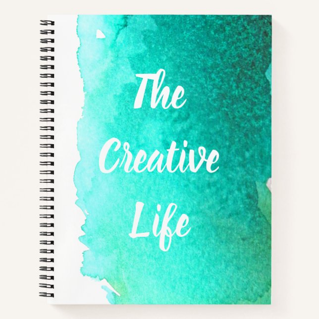 Teal watercolor the creative life quotation notebook (Front)