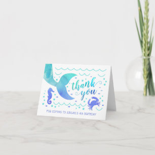 Teal Watercolor Under the Sea Mermaid Thank You