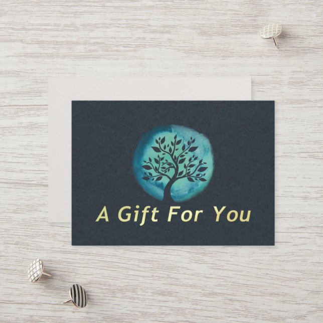 Teal Watercolor YOGA Instructor Gift Certificate (Front/Back In Situ)