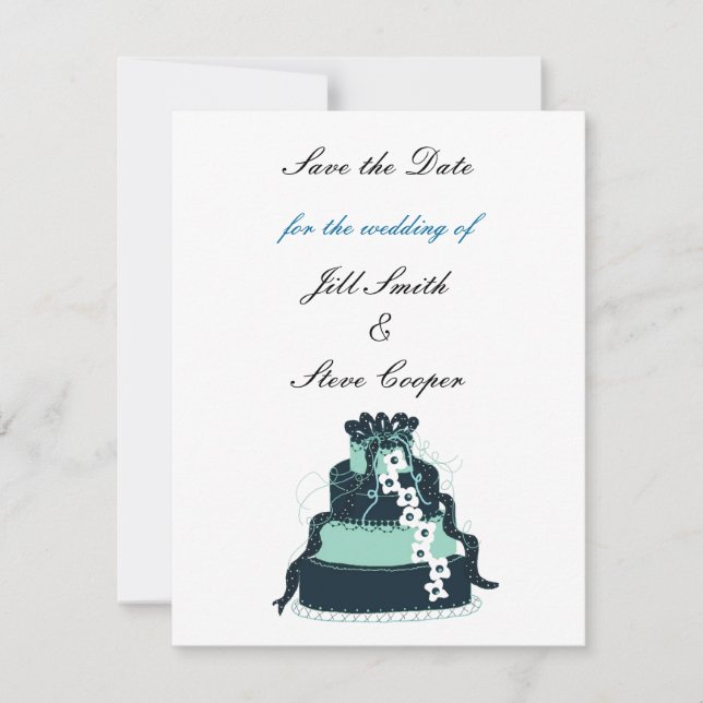 Teal Wedding Cake Save the Date (Front)