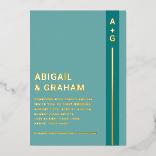 Teal Wedding Foil Invitation